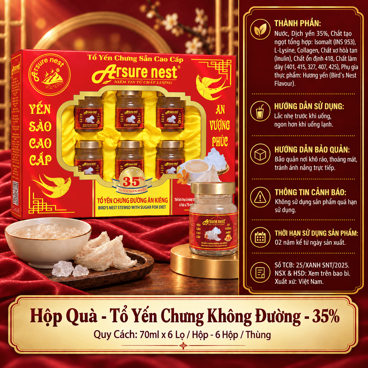 Tổ Yến Chưng Không Đường 35%