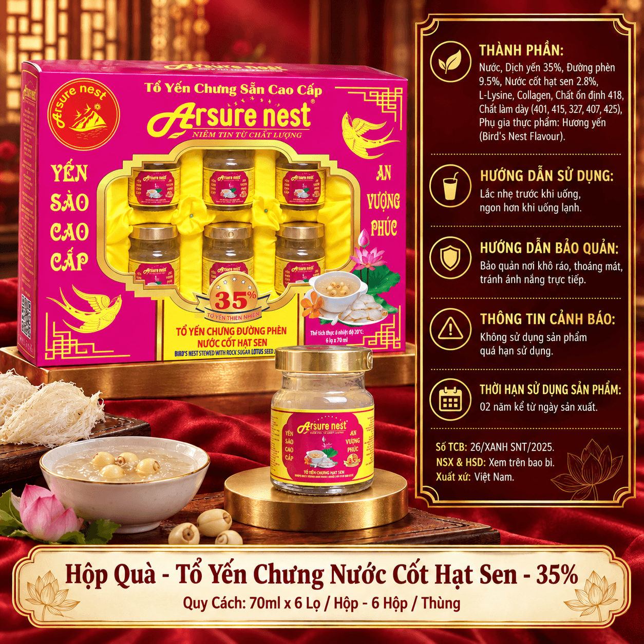 Tổ Yến Chưng Hạt Sen 35%