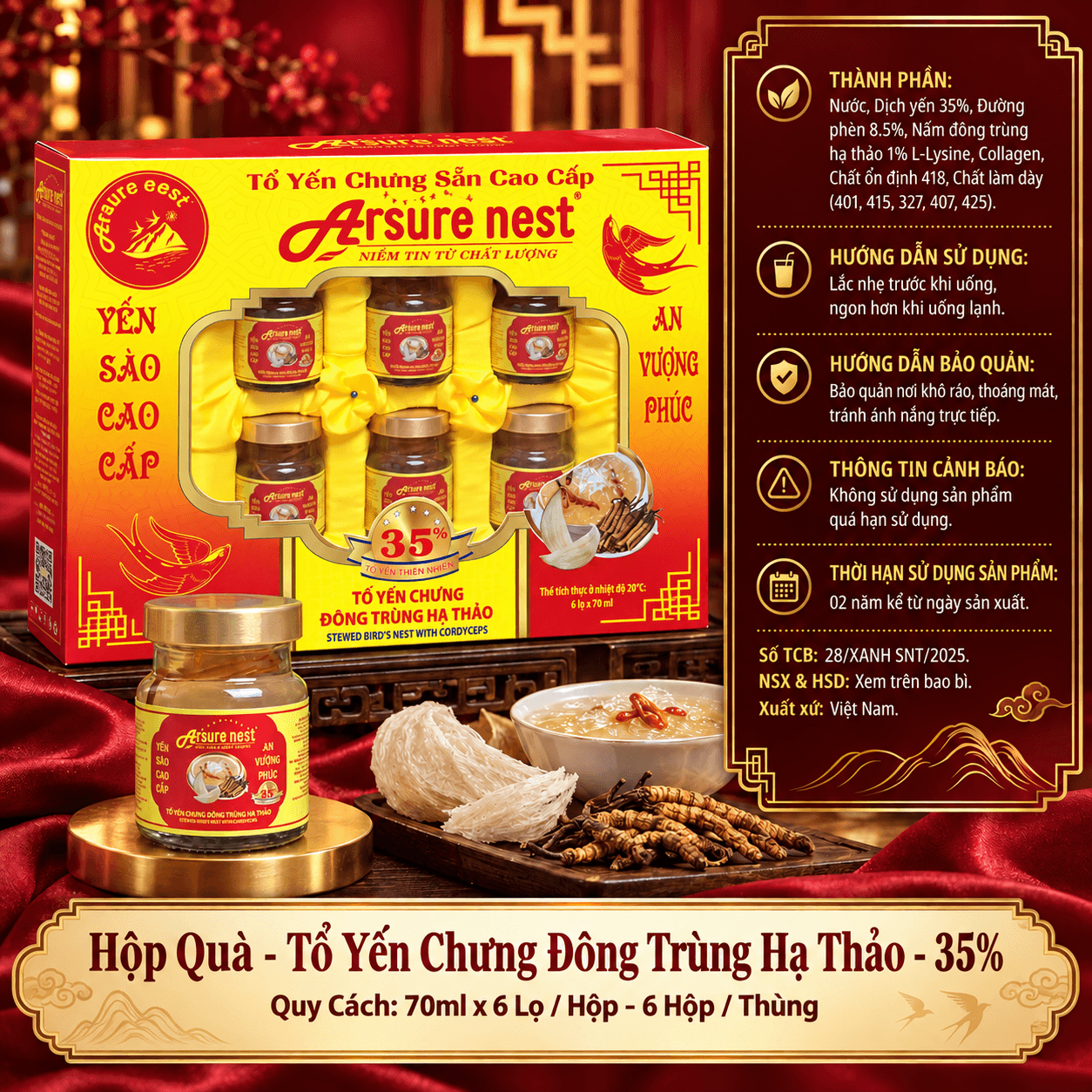 Tổ Yến Chưng Đông Trùng Hạ Thảo 35%